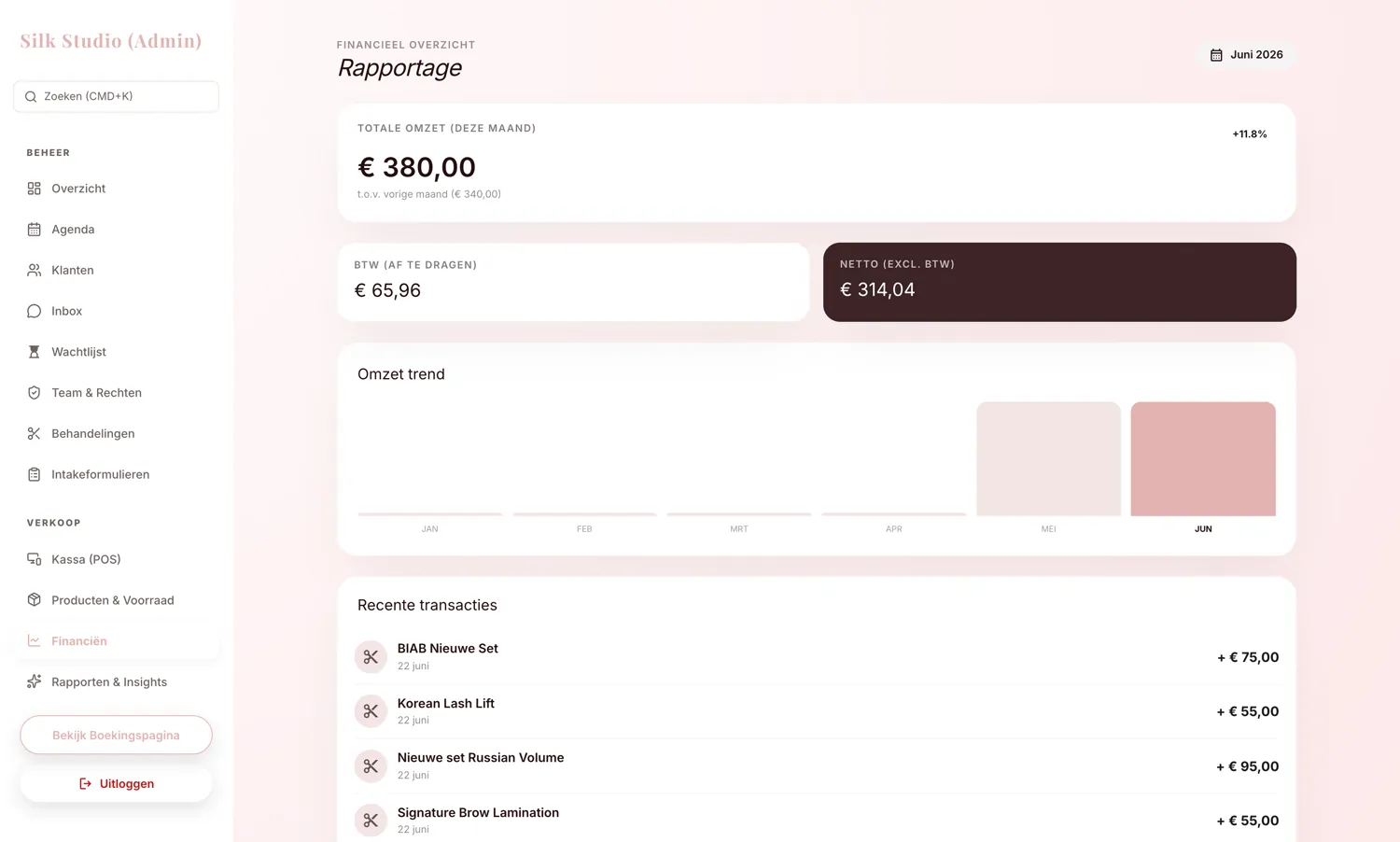 Financiën & Rapportage in Silk Studio