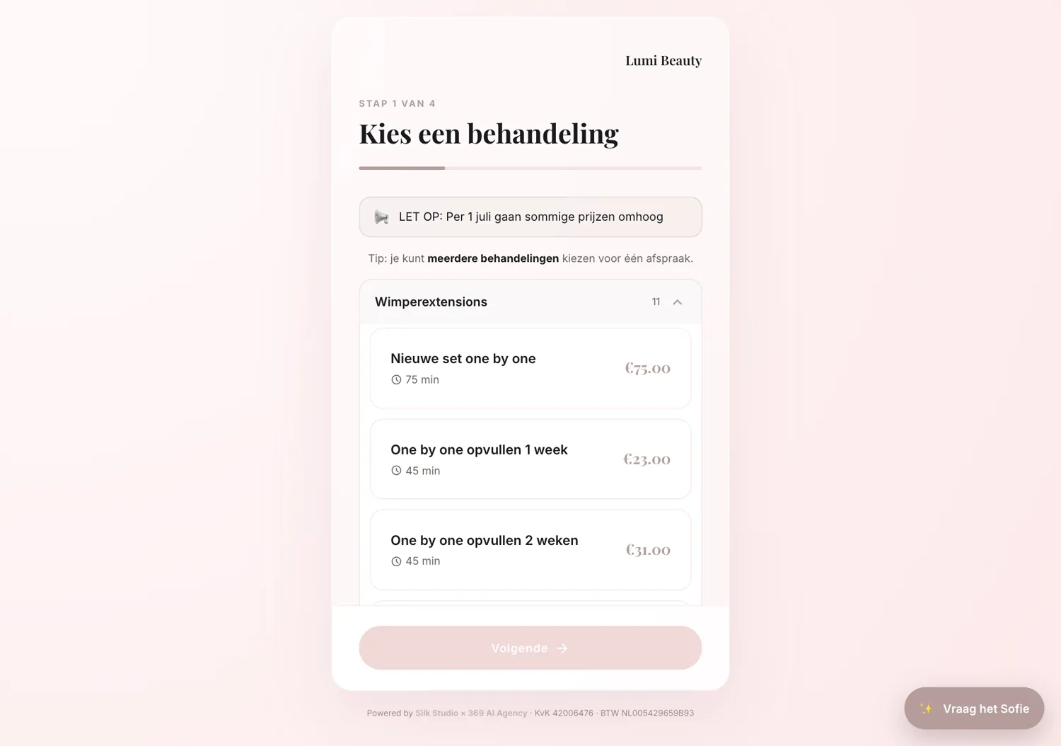 Online Boekingen in Silk Studio