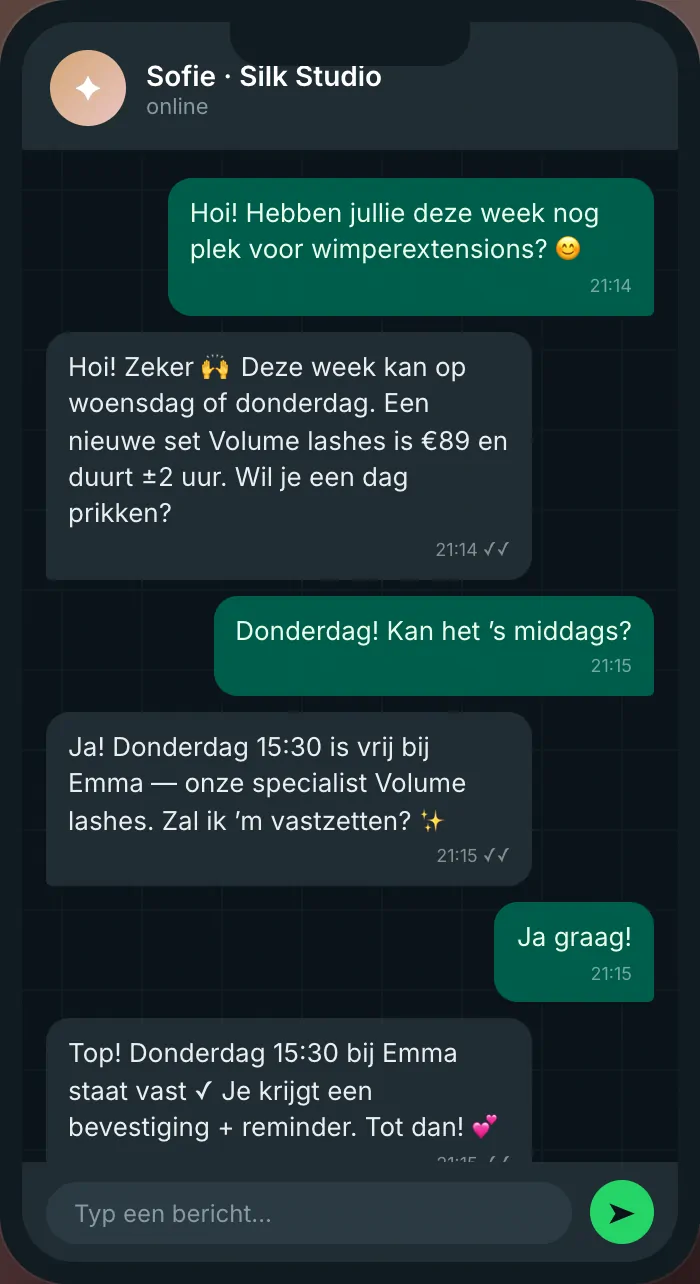 WhatsApp Agent · Sofie in Silk Studio