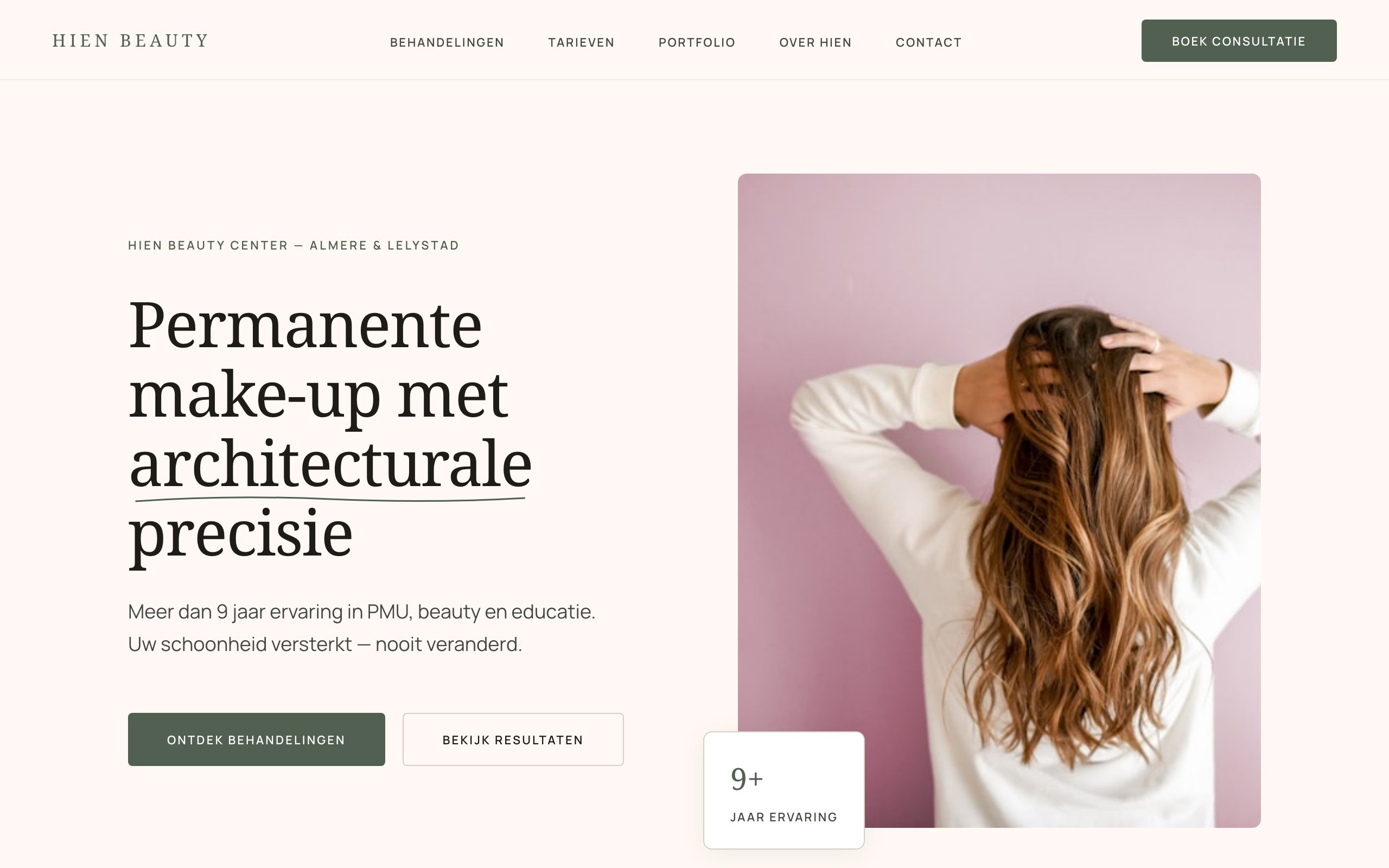 Screenshot van Hien Beauty Center website